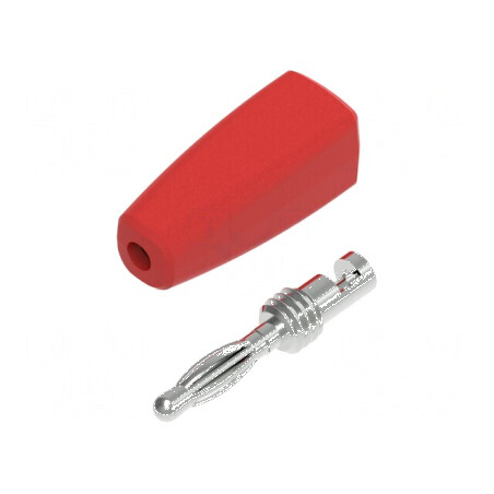 Conector banană 2mm roşu 10A 30VAC 60VDC nichelat | Electronic-mag.ro | Componente Electronice