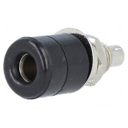 Conector banană 4mm soclu 20A nichelat negru Ø7,5mm | Electronic-mag.ro | Componente Electronice