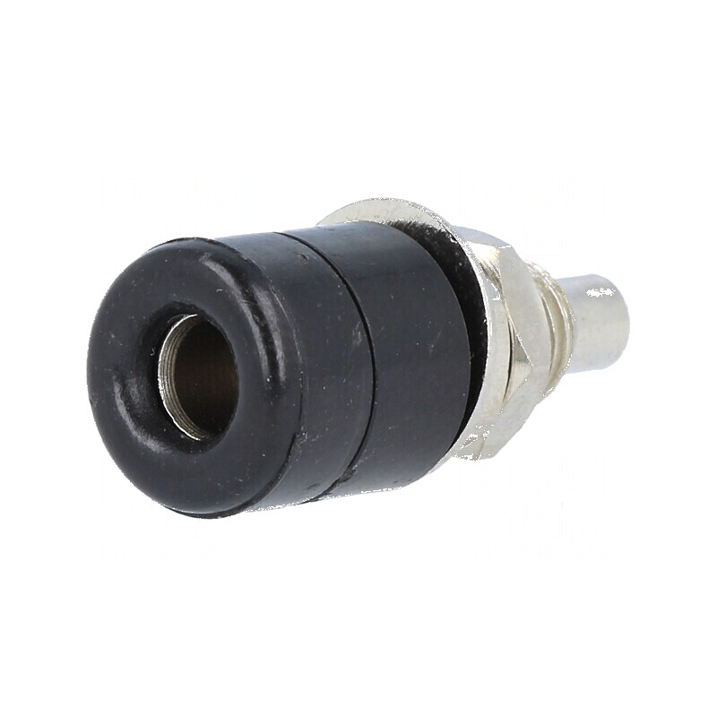 Conector banană 4mm soclu 20A nichelat negru Ø7,5mm | Electronic-mag.ro | Componente Electronice