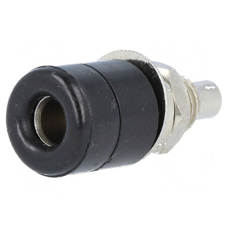 Conector banană 4mm soclu 20A nichelat negru Ø7,5mm | Electronic-mag.ro | Componente Electronice