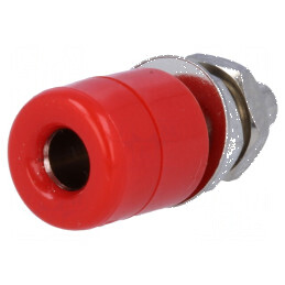 Conector banană 4mm soclu 20A roșu nichelat Ø7,5mm | Electronic-mag.ro | Componente Electronice