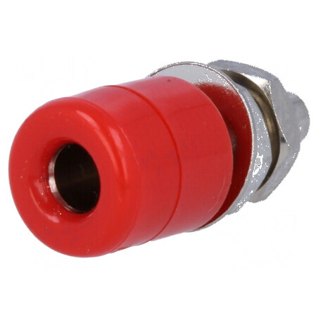 Conector banană 4mm soclu 20A roșu nichelat Ø7,5mm | Electronic-mag.ro | Componente Electronice