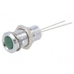 Lampă LED super plată verde 2,2VDC Ø8mm IP40 2pin | Electronic-mag.ro | Componente Electronice