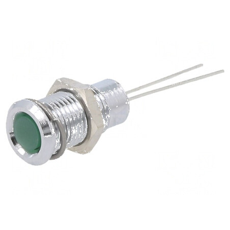 Lampă LED super plată verde 2,2VDC Ø8mm IP40 2pin | Electronic-mag.ro | Componente Electronice