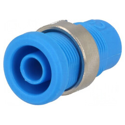 Conector banană 4mm soclu 25A 1kV albastru nichelat | Electronic-mag.ro | Componente Electronice