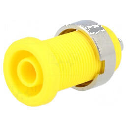 Conector banană 4mm soclu 25A 1kV galben nichelat | Electronic-mag.ro | Componente Electronice