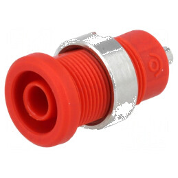 Conector banană 4mm soclu 25A 1kV roșie nichelat izolație | Electronic-mag.ro | Componente Electronice