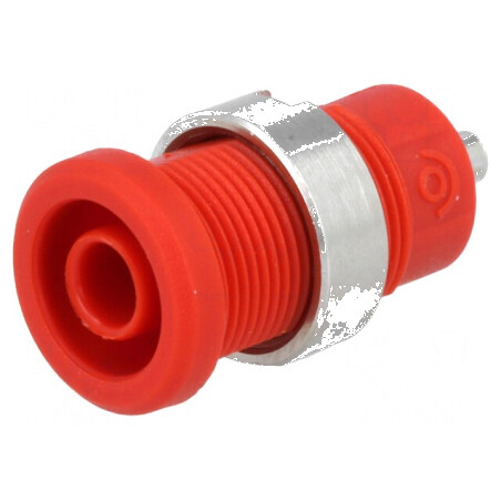 Conector banană 4mm soclu 25A 1kV roșie nichelat izolație | Electronic-mag.ro | Componente Electronice