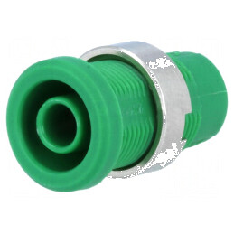 Conector banană 4mm soclu 25A 1kV verde nichelat cu izolație | Electronic-mag.ro | Componente Electronice