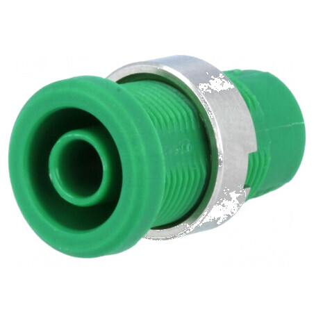 Conector banană 4mm soclu 25A 1kV verde nichelat cu izolație | Electronic-mag.ro | Componente Electronice