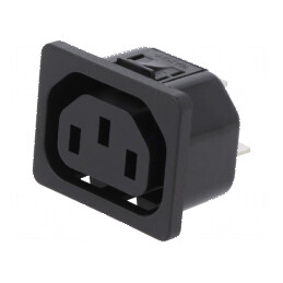 Conector alimentare AC soclu mamă 10A 250VAC IEC 60320 IP30 | Electronic-mag.ro | Componente Electronice