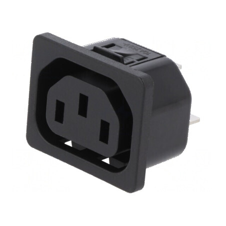 Conector alimentare AC soclu mamă 10A 250VAC IEC 60320 IP30 | Electronic-mag.ro | Componente Electronice