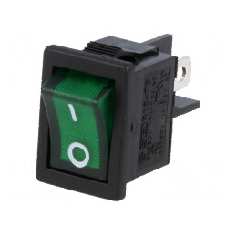 Rocker DPST ON-OFF 6A/250VAC Verde cu Neon 250V | Electronic-mag.ro | Componente Electronice