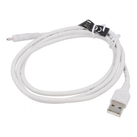 Cablu USB 2.0 A la micro B 1m alb nichelat | Electronic-mag.ro | Componente Electronice