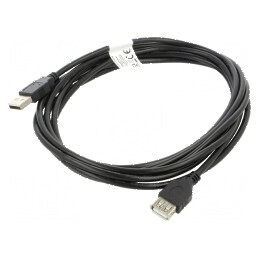 Cablu USB 2.0 A-A 3m negru, mufă aurită | Electronic-mag.ro | Componente Electronice