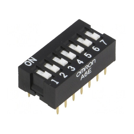 Comutator DIP-SWITCH 7 secţiuni ON-OFF 0,025A/24VDC | Electronic-mag.ro | Componente Electronice
