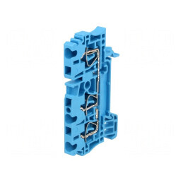 Termoconector de șine 2,5mm² 1 pistă 3 borne albastru Wemid | Electronic-mag.ro | Componente Electronice