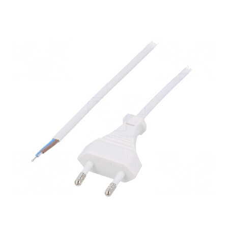 Cablu CEE 7/16 2x0,5mm2 PVC 1,6m alb 2,5A | Electronic-mag.ro | Componente Electronice