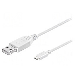 Cablu USB 2.0 A la Micro B 0,3m Alb | Electronic-mag.ro | Componente Electronice