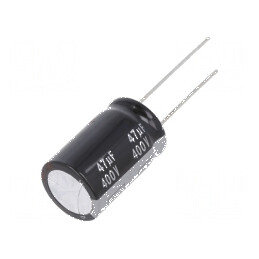 Condensator electrolitic THT 47uF 400VDC Ø16x25mm ±20% | Electronic-mag.ro | Componente Electronice