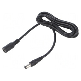 Cablu DC 5,5/2,1 mm 2x0,5mm2 cu mufă și soclu drept negru | Electronic-mag.ro | Componente Electronice