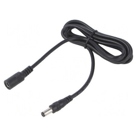 Cablu DC 5,5/2,1 mm 2x0,5mm2 cu mufă și soclu drept negru | Electronic-mag.ro | Componente Electronice