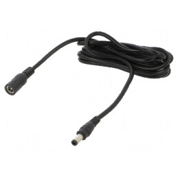 Cablu DC 5,5/2,5mm 2x0,5mm2 cu mufă și soclu drept negru | Electronic-mag.ro | Componente Electronice