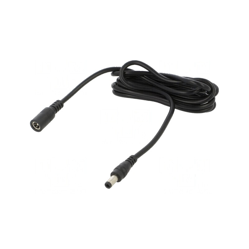 Cablu DC 5,5/2,5mm 2x0,5mm2 cu mufă și soclu drept negru | Electronic-mag.ro | Componente Electronice