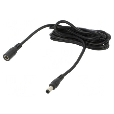 Cablu DC 5,5/2,5mm 2x0,5mm2 cu mufă și soclu drept negru | Electronic-mag.ro | Componente Electronice