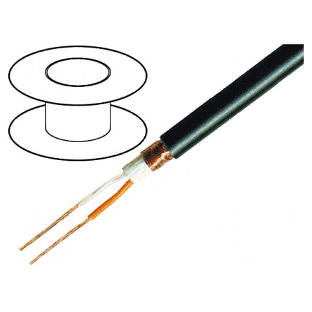 Cablu microfon 2x0,25mm2 negru OFC 15-70°C | Electronic-mag.ro | Componente Electronice