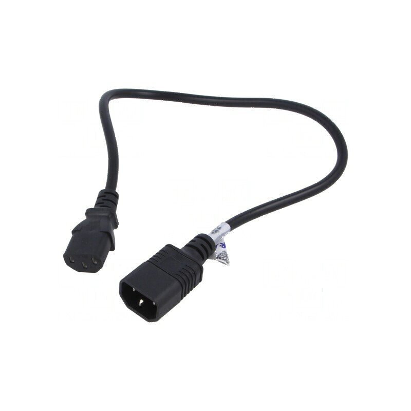 Cablu alimentare 3x0,5mm² IEC C13 mamă - IEC C14 tată, 0,5m, negru, 10A | Electronic-mag.ro | Componente Electronice