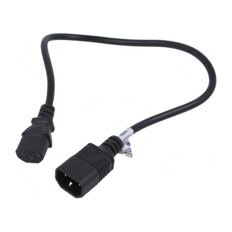 Cablu alimentare 3x0,5mm² IEC C13 mamă - IEC C14 tată, 0,5m, negru, 10A | Electronic-mag.ro | Componente Electronice