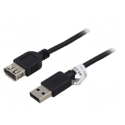 Cablu USB 2.0 A-A 1,8m negru cu PVC | Electronic-mag.ro | Componente Electronice