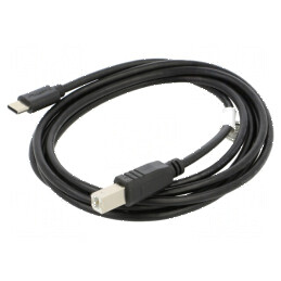 Cablu USB 2.0 1,8m USB B la USB C aurit negru | Electronic-mag.ro | Componente Electronice