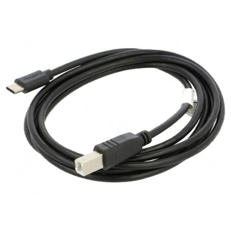 Cablu USB 2.0 1,8m USB B la USB C aurit negru | Electronic-mag.ro | Componente Electronice