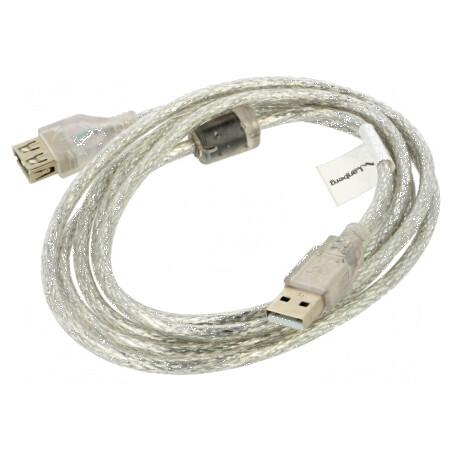 Cablu USB 2.0 A-A aurit 1,8m transparent | Electronic-mag.ro | Componente Electronice