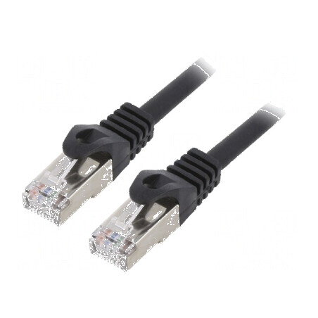 Patch cord S/FTP 6a 0,5m LSZH negru 27AWG | Electronic-mag.ro | Componente Electronice