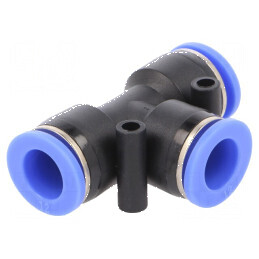 Racord push-in T cu ramificaţie 0,95÷15bar PBT BLUELINE | Electronic-mag.ro | Componente Electronice