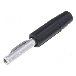 Conector banană 4mm 10A 60VDC negru neizolat pe cablu | Electronic-mag.ro | Componente Electronice