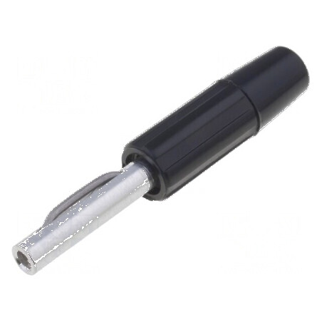Conector banană 4mm 10A 60VDC negru neizolat pe cablu | Electronic-mag.ro | Componente Electronice