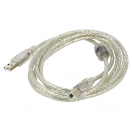 Cablu USB 2.0 A la B aurit 1,8m transparent | Electronic-mag.ro | Componente Electronice
