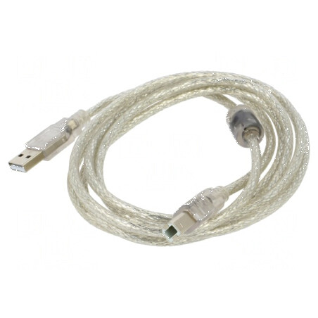 Cablu USB 2.0 A la B aurit 1,8m transparent | Electronic-mag.ro | Componente Electronice