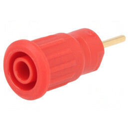 Conector banană 4mm soclu 24A 1kV roşu aurit 35,5mm | Electronic-mag.ro | Componente Electronice