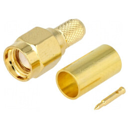 Conector SMA mufă tată drept RG58 aurit crimpat | Electronic-mag.ro | Componente Electronice