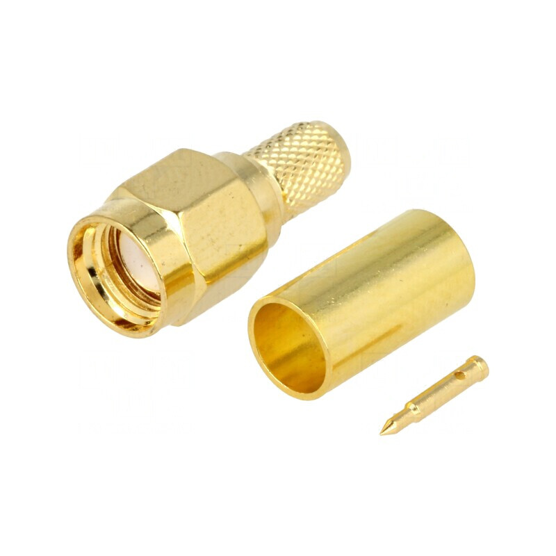 Conector SMA mufă tată drept RG58 aurit crimpat | Electronic-mag.ro | Componente Electronice Conector SMA mufă tată drept RG58 aurit crimpat | Electronic-mag.ro | Componente Electronice