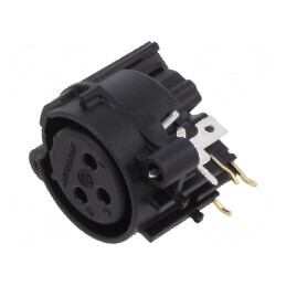 Conector XLR soclu mamă 3 pini unghi 90° cu buton THT 6A | Electronic-mag.ro | Componente Electronice