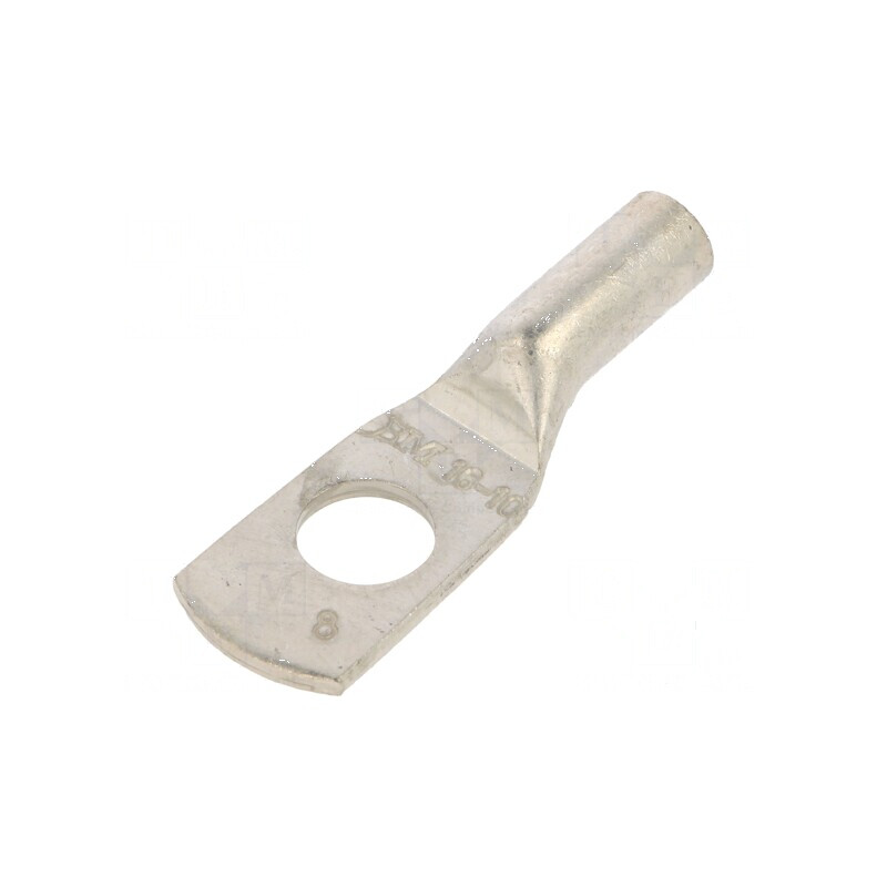 Vârf inelar tubular M10 16mm² cu cablu drept cupru crimpat | Electronic-mag.ro | Componente Electronice