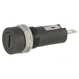 Clemă siguranţe cilindrice 5x20mm 10A neagră 250VAC pe panou | Electronic-mag.ro | Componente Electronice