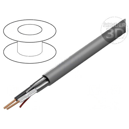 Cablu ecranat 2x20AWG PVC gri 300V 305m CPR Eca | Electronic-mag.ro | Componente Electronice