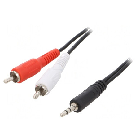 Cablu audio Jack 3,5mm la RCA x2, 1,5m, negru | Electronic-mag.ro | Componente Electronice